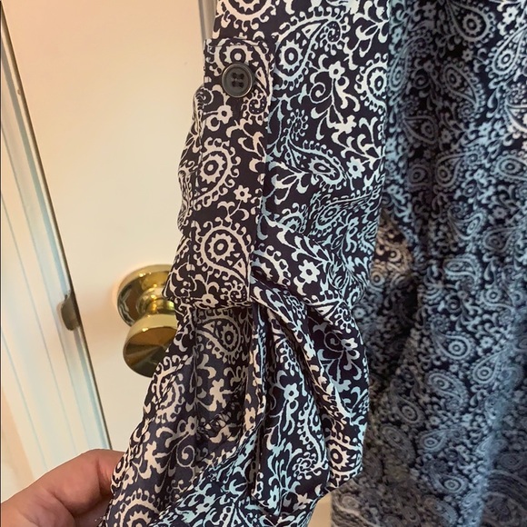 Loft Navy Blue and White Paisley Romper - Picture 6 of 8